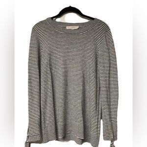 Ann Taylor LOFT Wool blend Tie Long Sleeved Top Grey/black stripes Size M
